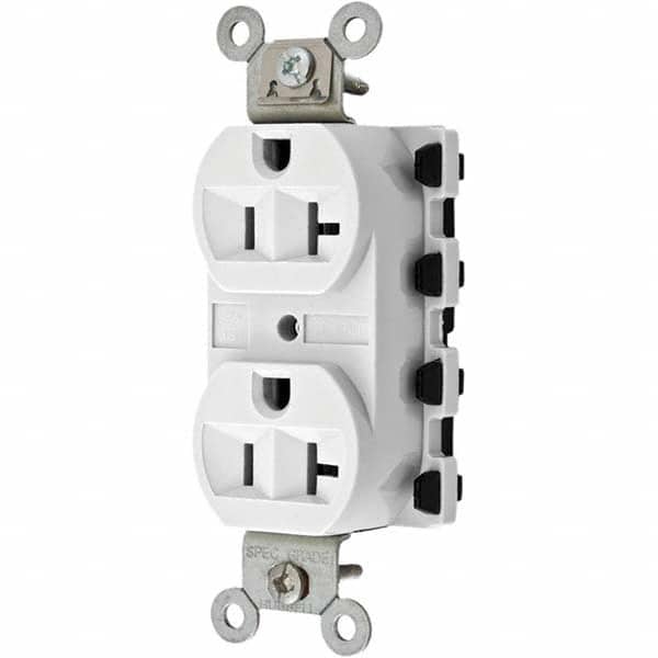 Hubbell Wiring Device-Kellems - 125V 20A NEMA 5-20R Specification Grade White Straight Blade Duplex Receptacle - USA Tool & Supply
