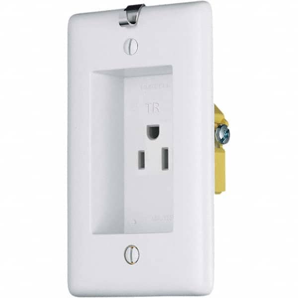 Hubbell Wiring Device-Kellems - 125V 15A NEMA 5-15R Residential Grade White Straight Blade Single Receptacle - USA Tool & Supply