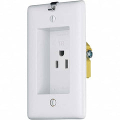 Hubbell Wiring Device-Kellems - 125V 15A NEMA 5-15R Residential Grade White Straight Blade Single Receptacle - USA Tool & Supply