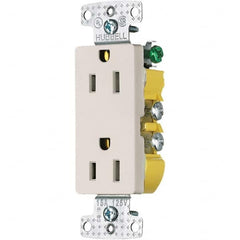 Hubbell Wiring Device-Kellems - 125V 15A NEMA 5-15R Residential Grade Light Almond Straight Blade Duplex Receptacle - USA Tool & Supply