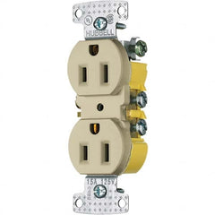 Hubbell Wiring Device-Kellems - 125V 15A NEMA 5-15R Residential Grade Ivory Straight Blade Duplex Receptacle - USA Tool & Supply