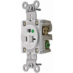 Hubbell Wiring Device-Kellems - 125V 20A NEMA 5-20R Hospital Grade White Straight Blade Single Receptacle - USA Tool & Supply