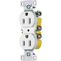 Hubbell Wiring Device-Kellems - 125V 15A NEMA 5-15R Residential Grade White Straight Blade Duplex Receptacle - USA Tool & Supply