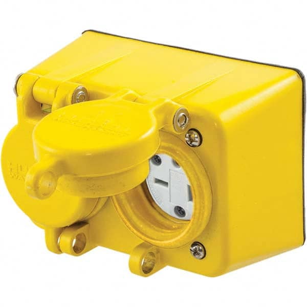 Hubbell Wiring Device-Kellems - 250 VAC 20A NEMA 6-20R Industrial Grade Yellow Straight Blade Duplex Receptacle - USA Tool & Supply