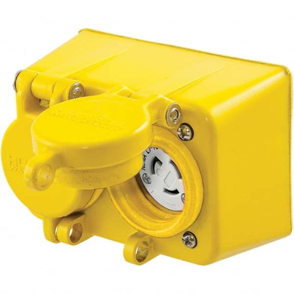 Hubbell Wiring Device-Kellems - 277 VAC 15A NEMA 7-15R Industrial Grade Yellow Straight Blade Duplex Receptacle - USA Tool & Supply