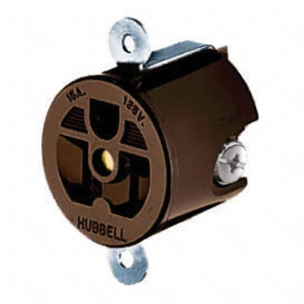 Hubbell Wiring Device-Kellems - 125V 15A NEMA 5-15R Industrial Grade Brown Straight Blade Single Receptacle - USA Tool & Supply