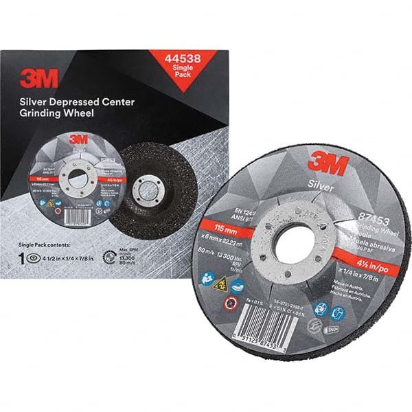 3M - Depressed-Center Wheels Wheel Diameter (Inch): 4-1/2 Wheel Thickness (Decimal Inch): 0.2500 - USA Tool & Supply