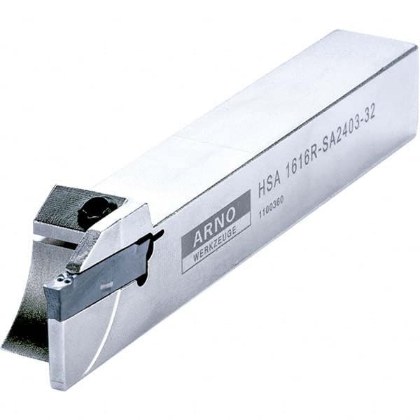 Arno - 0.63" Max Depth, 0.098 to 1.26" Width, External Right Hand Indexable Grooving/Cutoff Toolholder - USA Tool & Supply