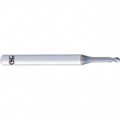 OSG - 0.5mm Diam, 0.4mm LOC, 2 Flute Solid Carbide Ball End Mill - USA Tool & Supply
