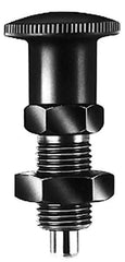 KIPP - M12x1.5, 17mm Thread Length, 6mm Plunger Diam, Lockout Knob Handle Indexing Plunger - Plunger Style B, 20mm Body Length, 56mm OAL, Steel - USA Tool & Supply