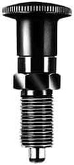 KIPP - 1/2-13, 17mm Thread Length, 6mm Plunger Diam, Lockout Knob Handle Indexing Plunger - Plunger Style C, 20mm Body Length, 56mm OAL, Steel - USA Tool & Supply