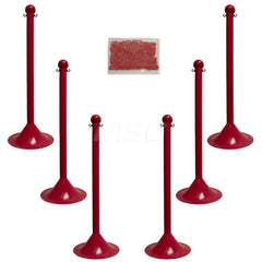 Barrier Rope & Chain; Type: Stanchion & Chain Kit; Material: Plastic; Color: Red; Rope/Chain Material: Plastic; Hook Fitting Material: None; Snap End Material: None; Color: Red; Length (Feet): 50.00; 50.000; Overall Length: 50.00; Includes: (6) Complete R