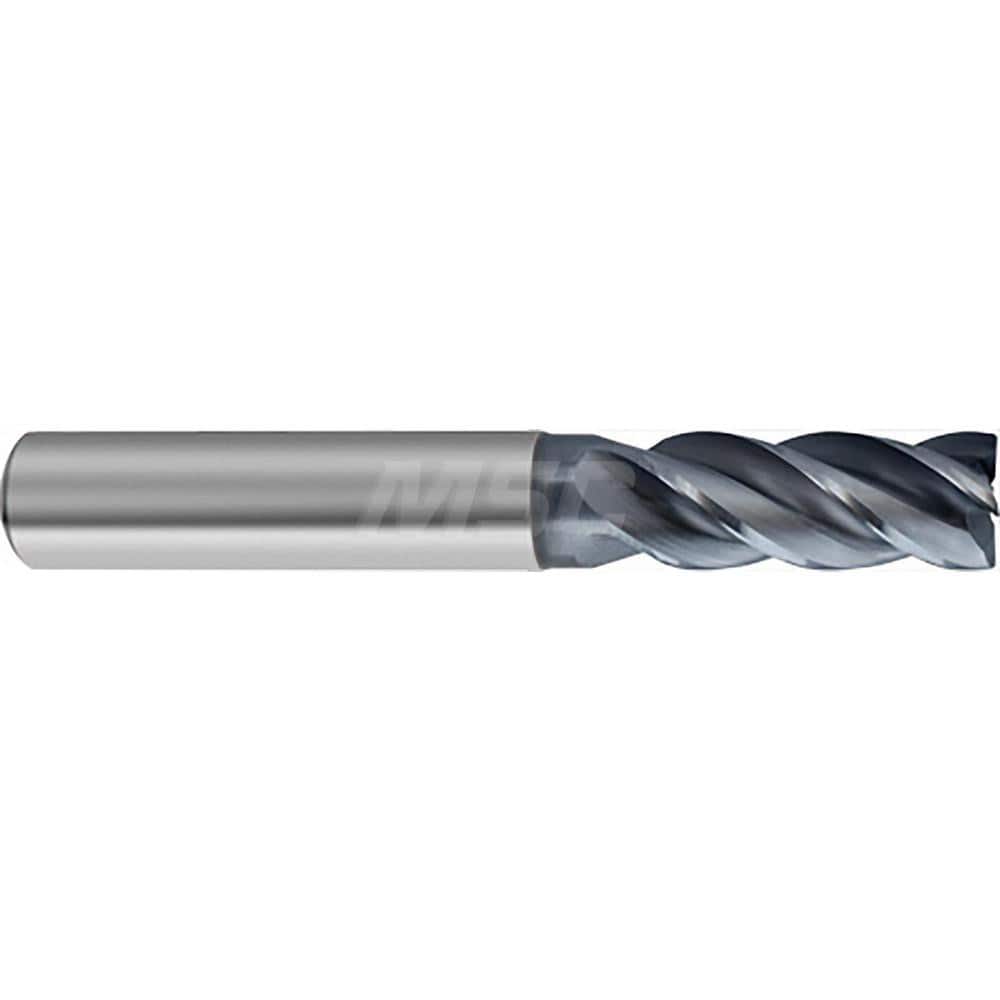 Square End Mill: 1/4'' Dia, 3/4'' LOC, 1/4'' Shank Dia, 2-1/2'' OAL, 4 Flutes, Solid Carbide Single End, AlCrN Finish, Helical Flute, Variable Helix, Centercutting, RH Cut, RH Flute, Series 6484