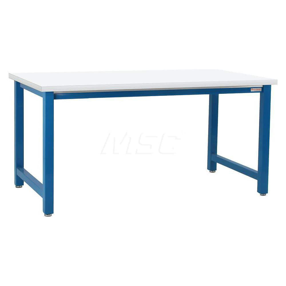 Stationary Work Bench: 36″ Wide, 30″ Deep, 34″ High, Light Blue & White 6,600 lb Capacity