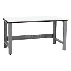 Stationary Work Bench: 120″ Wide, 30″ Deep, 36″ High, Gray & White 1,200 lb Capacity