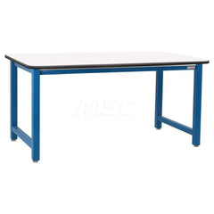 Stationary Work Bench: 72″ Wide, 30″ Deep, 34″ High, Light Blue & White 6,600 lb Capacity