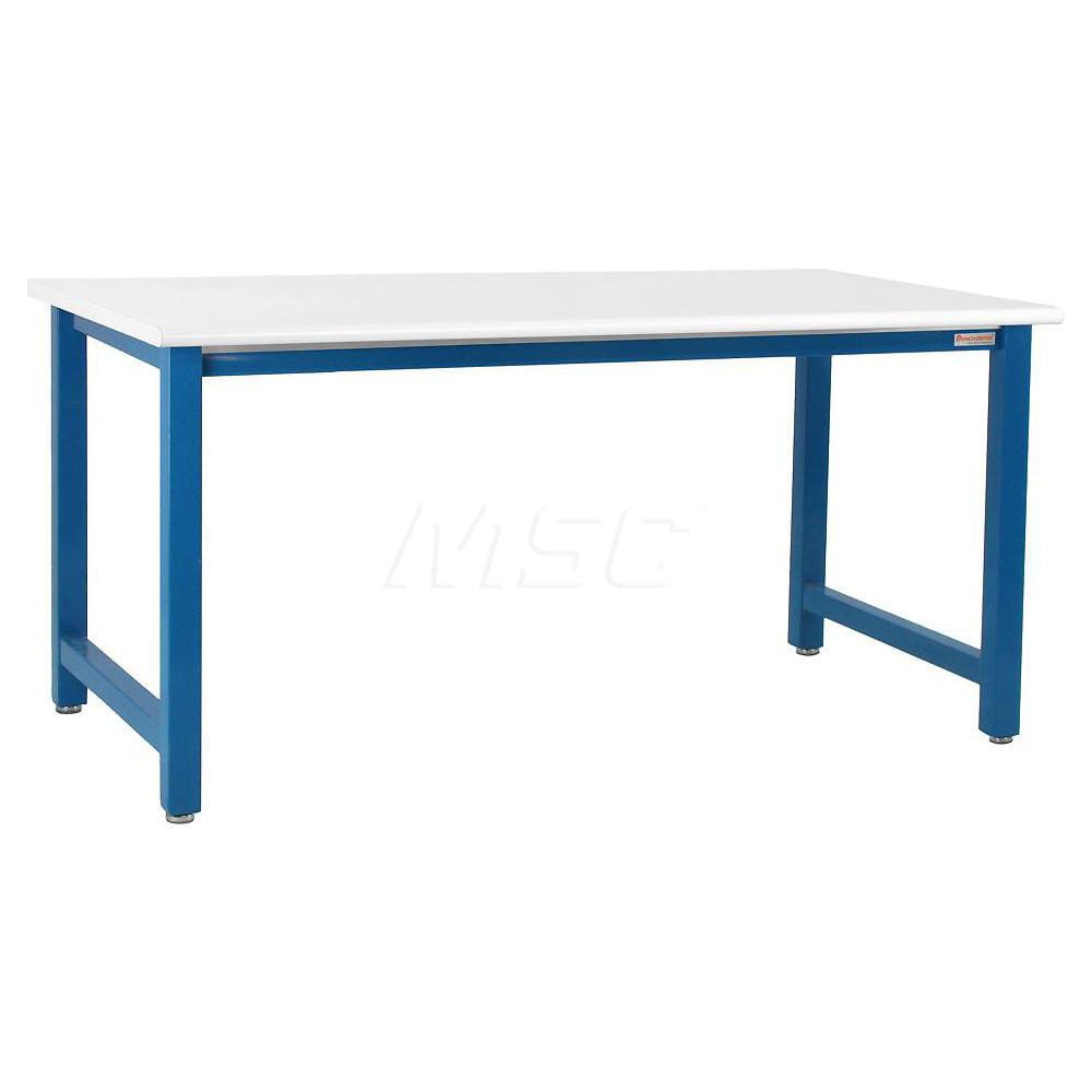 Stationary Work Bench: 48″ Wide, 24″ Deep, 34″ High, Light Blue & White 6,600 lb Capacity