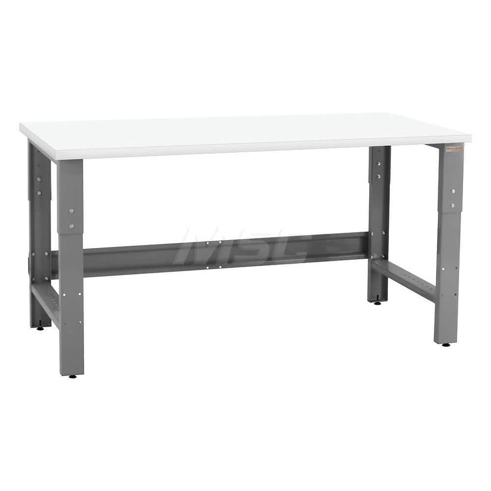 Stationary Work Bench: 72″ Wide, 24″ Deep, 36″ High, Gray & White 1,200 lb Capacity