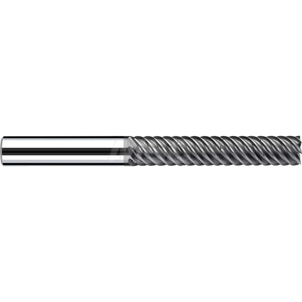Square End Mill: 1/4'' Dia, 1-3/8'' LOC, 1/4'' Shank Dia, 3'' OAL, 5 Flutes, Solid Carbide Single End, Polychrom Finish, Spiral Flute, 55 ™ Variable Helix, RH Cut, RH Flute, Series E-Cut
