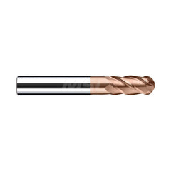 Ball End Mill: 2.2441″ Dia, 0.315″ LOC, 4 Flute, Solid Carbide 57 mm OAL, 6 mm Shank Dia, 40 ° Helix, Duro-Si Coated, Single End, Series Sphero-X