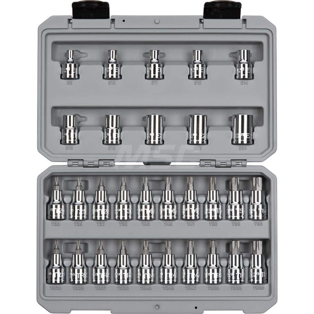 Torx Bit Socket Set: 30 Pc, 1/2″ Drive