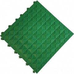 Ergo Advantage - 18" Long x 18" Wide x 1" Thick, Anti-Fatigue Modular Matting Anti-Fatigue Flooring - 2 Interlocking Sides, Green, For Dry Areas - USA Tool & Supply