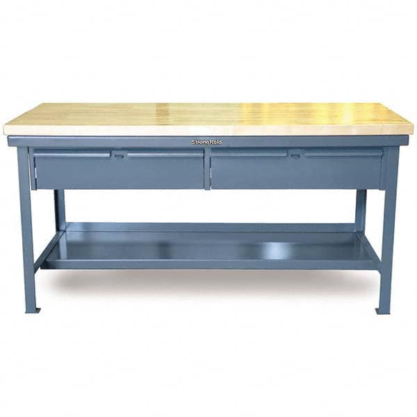 Strong Hold - Stationary Work Benches, Tables Type: Work Table with Drawer Top Material: 7 Gauge Steel - USA Tool & Supply