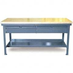 Strong Hold - Stationary Work Benches, Tables Type: Work Table with Drawer Top Material: 7 Gauge Steel - USA Tool & Supply