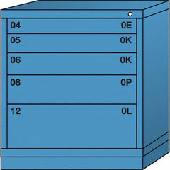Lyon - 5 Drawer, Standard Bench Height - Multiple Drawer Access Cabinet - Steel, 30" Wide x 28-1/4" Deep x 33-1/4" High, Wedgewood Blue - USA Tool & Supply