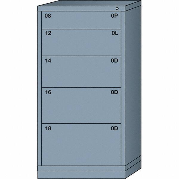 Lyon - 5 Drawer, Standard Eye-Level - Multiple Drawer Access Cabinet - Steel, 30" Wide x 28-1/4" Deep x 59-1/4" High, Dove Gray - USA Tool & Supply