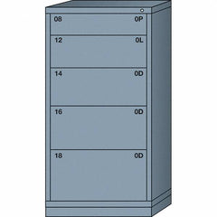 Lyon - 5 Drawer, Standard Eye-Level - Multiple Drawer Access Cabinet - Steel, 30" Wide x 28-1/4" Deep x 59-1/4" High, Dove Gray - USA Tool & Supply