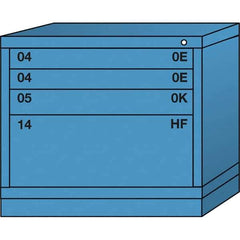 Lyon - 4 Drawer, Standard Desk Height - Multiple Drawer Access Cabinet - Steel, 30" Wide x 28-1/4" Deep x 26-7/8" High, Wedgewood Blue - USA Tool & Supply