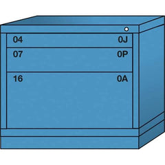 Lyon - 3 Drawer, Standard Desk Height - Single Drawer Access Cabinet - Steel, 30" Wide x 28-1/4" Deep x 26-7/8" High, Wedgewood Blue - USA Tool & Supply