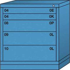 Lyon - 5 Drawer, Standard Bench Height - Single Drawer Access Cabinet - Steel, 30" Wide x 28-1/4" Deep x 33-1/4" High, Wedgewood Blue - USA Tool & Supply