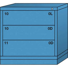 Lyon - 3 Drawer, Standard Table Height - Single Drawer Access Cabinet - Steel, 30" Wide x 28-1/4" Deep x 30-1/8" High, Wedgewood Blue - USA Tool & Supply