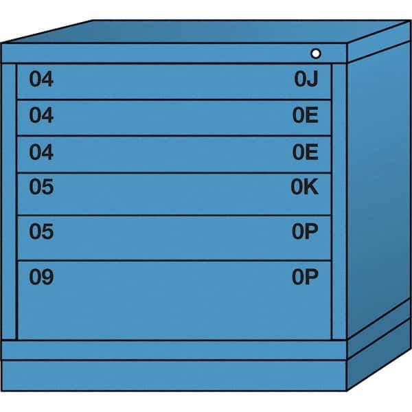Lyon - 6 Drawer, Standard Table Height - Single Drawer Access Cabinet - Steel, 30" Wide x 28-1/4" Deep x 30-1/8" High, Wedgewood Blue - USA Tool & Supply