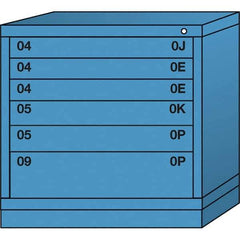 Lyon - 6 Drawer, Standard Table Height - Single Drawer Access Cabinet - Steel, 30" Wide x 28-1/4" Deep x 30-1/8" High, Wedgewood Blue - USA Tool & Supply