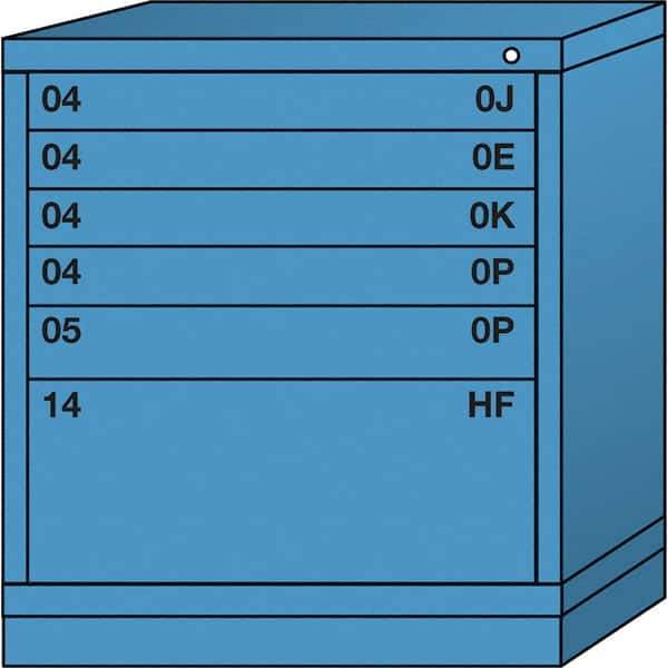 Lyon - 6 Drawer, Standard Bench Height - Multiple Drawer Access Cabinet - Steel, 30" Wide x 28-1/4" Deep x 33-1/4" High, Wedgewood Blue - USA Tool & Supply