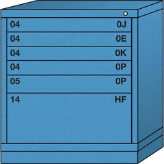 Lyon - 6 Drawer, Standard Bench Height - Single Drawer Access Cabinet - Steel, 30" Wide x 28-1/4" Deep x 33-1/4" High, Wedgewood Blue - USA Tool & Supply