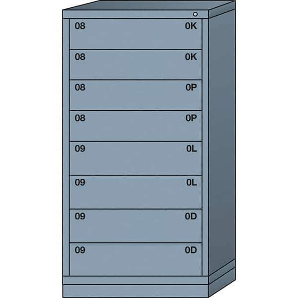 Lyon - 8 Drawer, Standard Eye-Level - Multiple Drawer Access Cabinet - Steel, 30" Wide x 28-1/4" Deep x 59-1/4" High, Dove Gray - USA Tool & Supply