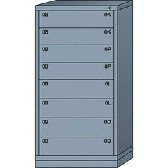 Lyon - 8 Drawer, Standard Eye-Level - Single Drawer Access Cabinet - Steel, 30" Wide x 28-1/4" Deep x 59-1/4" High, Dove Gray - USA Tool & Supply