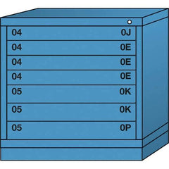 Lyon - 7 Drawer, Standard Table Height - Multiple Drawer Access Cabinet - Steel, 30" Wide x 28-1/4" Deep x 30-1/8" High, Wedgewood Blue - USA Tool & Supply