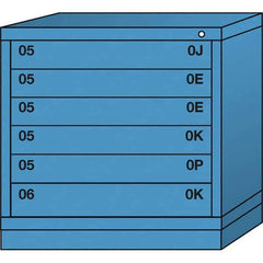 Lyon - 6 Drawer, Standard Table Height - Single Drawer Access Cabinet - Steel, 30" Wide x 28-1/4" Deep x 30-1/8" High, Wedgewood Blue - USA Tool & Supply