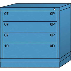 Lyon - 4 Drawer, Standard Table Height - Single Drawer Access Cabinet - Steel, 30" Wide x 28-1/4" Deep x 30-1/8" High, Wedgewood Blue - USA Tool & Supply