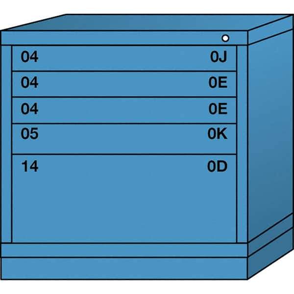 Lyon - 5 Drawer, Standard Table Height - Single Drawer Access Cabinet - Steel, 30" Wide x 28-1/4" Deep x 30-1/8" High, Wedgewood Blue - USA Tool & Supply