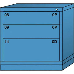 Lyon - 3 Drawer, Standard Table Height - Multiple Drawer Access Cabinet - Steel, 30" Wide x 28-1/4" Deep x 30-1/8" High, Wedgewood Blue - USA Tool & Supply