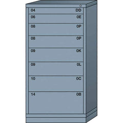 Lyon - 8 Drawer, Standard Eye-Level - Single Drawer Access Cabinet - Steel, 30" Wide x 28-1/4" Deep x 59-1/4" High, Dove Gray - USA Tool & Supply