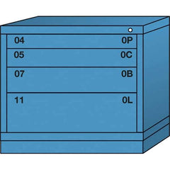 Lyon - 4 Drawer, Standard Desk Height - Multiple Drawer Access Cabinet - Steel, 30" Wide x 28-1/4" Deep x 26-7/8" High, Wedgewood Blue - USA Tool & Supply