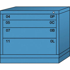 Lyon - 4 Drawer, Standard Desk Height - Single Drawer Access Cabinet - Steel, 30" Wide x 28-1/4" Deep x 26-7/8" High, Wedgewood Blue - USA Tool & Supply