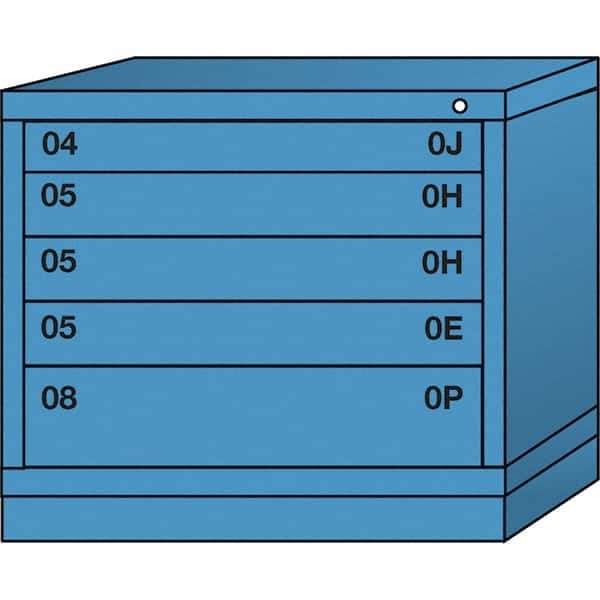Lyon - 5 Drawer, Standard Desk Height - Multiple Drawer Access Cabinet - Steel, 30" Wide x 28-1/4" Deep x 26-7/8" High, Wedgewood Blue - USA Tool & Supply